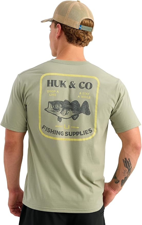 HUK Mens Performance Fishing Logo Tee, Short Sleeve T-Shirt for Men