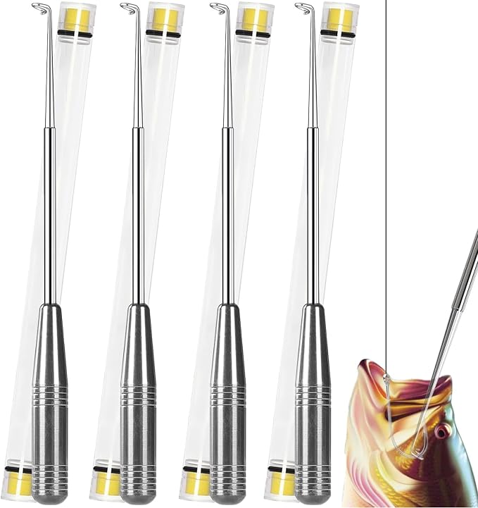 Fish Hook Remover Tool, Fishing Hook Quick Removal Descending Device, Fishing Gear Security Equipment Kits for Adult, Hook Extractor Accessories Detacher Tools with 4PCS Storage Tube