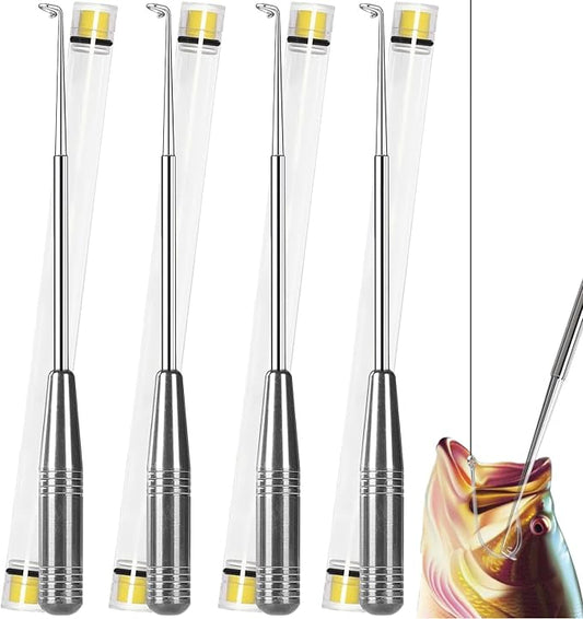 Fish Hook Remover Tool, Fishing Hook Quick Removal Descending Device, Fishing Gear Security Equipment Kits for Adult, Hook Extractor Accessories Detacher Tools with 4PCS Storage Tube