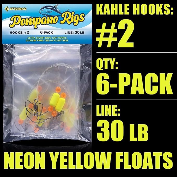 Pompano-Rigs-for-Surf-Fishing-Saltwater-Gear with Double Circle & Wide Gap Hook-6-Pack Surf Fishing Tackle
