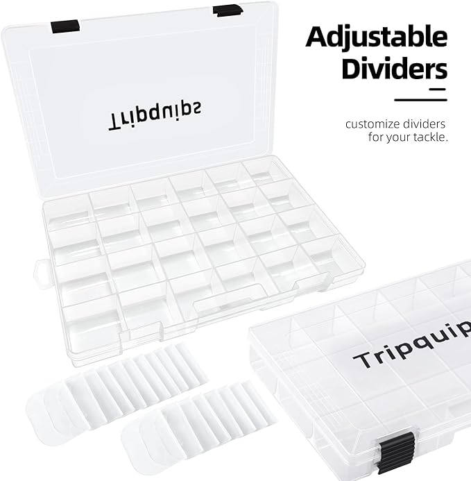 Tripquips 3600 Tackle Trays, Plastic Storage Organizer Box with Removable Dividers - Tackle Boxes - Fishing Tackle Storage - 3700 Tackle Trays - 2 Packs/4 Packs Box Organizer