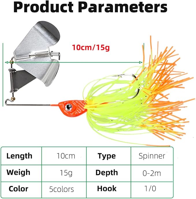 Spinner Baits Fishing Lures Bass Buzzbait Lures Spinner Baits for Bass Fishing Spinnerbaits Fishing Lures for Bass Pike Trout