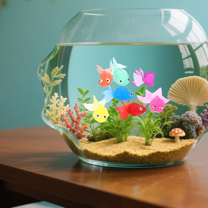Healifty 20Pcs Artificial Goldfishes Rubber Aquarium Floating Fish for Aquarium Fish Tank Decoration Mixed Color 1.77 X 1.96 X 0.78''