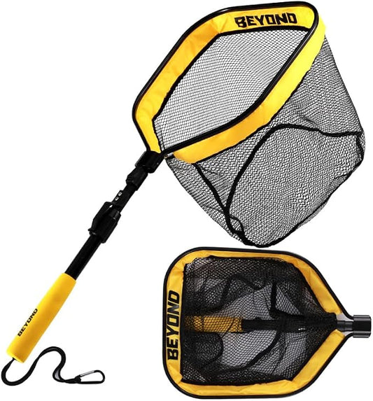 Beyond Braid Floating Fishing Net with Handle – Folding Fishing Net for Easy Storage – Telescopic Landing Net for Bass, Trout, Kayak & Boat Fishing – Durable, Lightweight & Fish Friendly