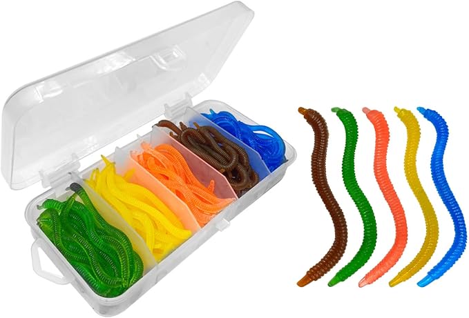 100Pcs Soft Fishing Lures Artificial Earthworms Baits Earthworms for Freshwater Flexible Freshwater