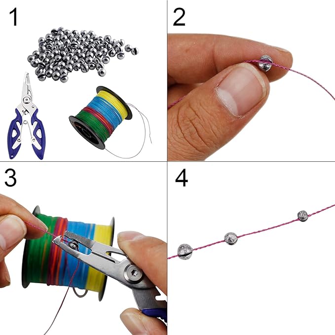 Split Shot Fishing Weights Sinkers 205Pcs 5 Sizes Weights 0.2/0.3/0.4/0.6/0.8g Round Fishing Line Sinker Removable Egg Lead Assortment