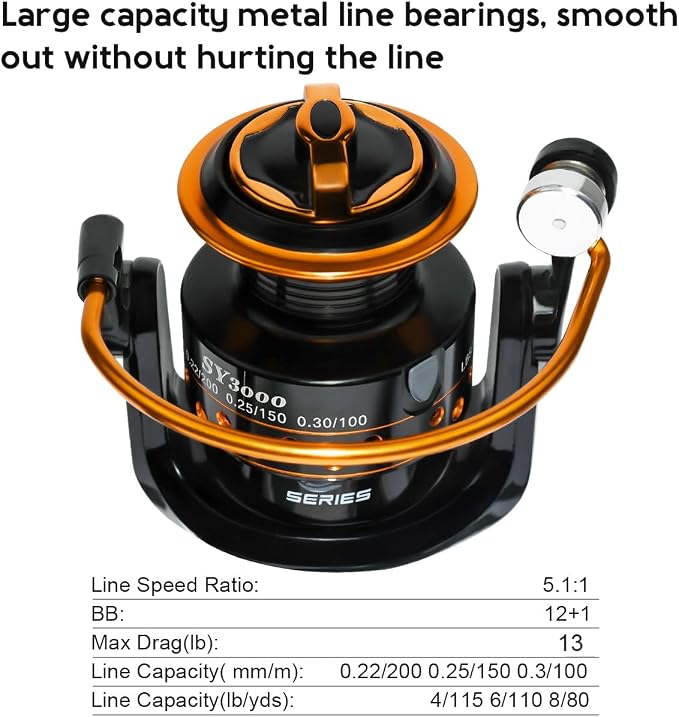 Summer and Centron Spinning Reels, 12 +1 BB Light Weight & Ultra Smooth Reel for Ice/Summer 3000/1000 Fishing Reel by QINGLER