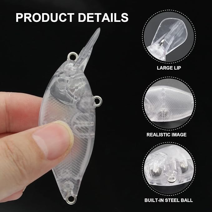 10pcs/20pcs Fishing Blanks Lures Kit Fishing Topwater Unpainted Swimbait Unpainted Crankbaits Hard Baits DIY Lure for Bass Salmon Trout Saltwater and Freshwater