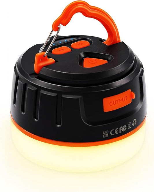 Yonktoo Camping Lantern Rechargeable, 300H Runtime, 6400mAh, IPX5 Waterproof Tent Light for Camping, Hiking, Power Outages, Home, Emergency - Standard Edition,Orange