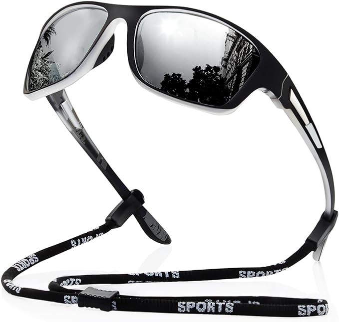 suoso Polarized Sports Sunglasses for Men: UV400 Protection Glasses Wrap Around Goggles for Driving Fishing