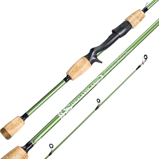 Sougayilang Fishing Rods,24 Ton Carbon Fiber Spinning Rod & Casting Rod Stainless Steel Guides,Lightweight Baitcasting Rod - Two Pieces