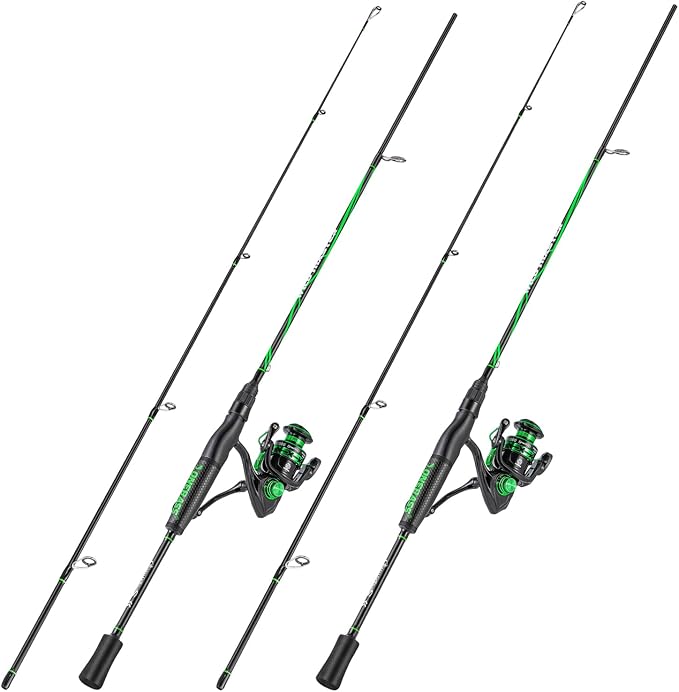 One Bass Fishing Rod Reel Combos, Spinning & Casting Combo, Graphite 2Pc Blanks, Stainless-Steel Guides, Super Polymer Handle