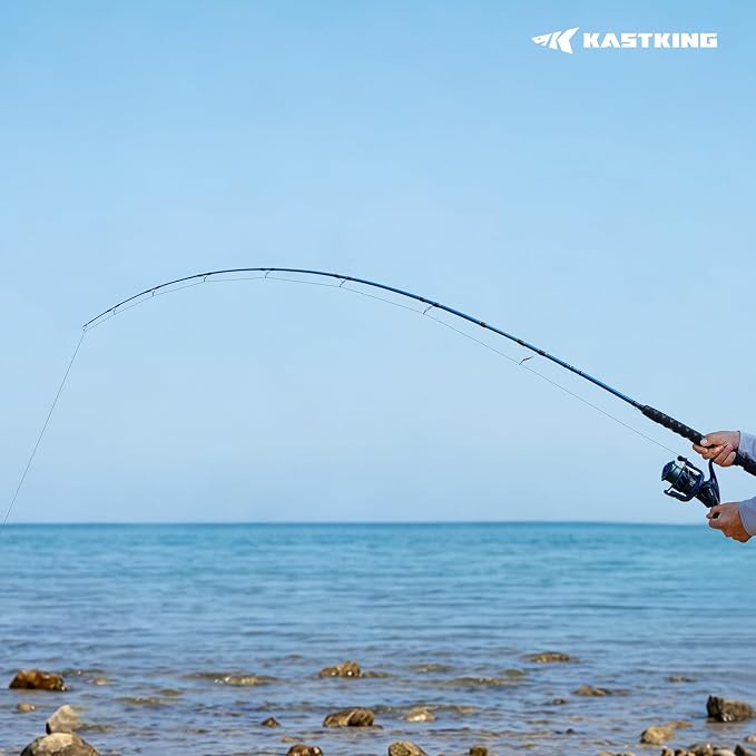KastKing Kapstan Saltwater Spinning Rod, Boat & Surf Fishing Rod, Lightweight S-Curve Graphite Blanks, Stainless-Steel Double-Foot Guides, Aluminum/Graphite Locking Reel Seat, 2-Piece PTS Rod