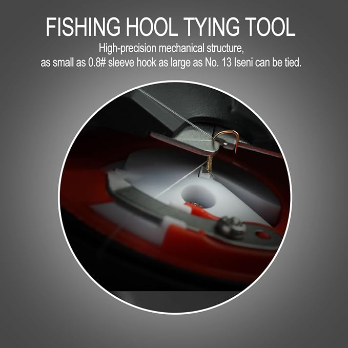 Electric Fishing Hook Tier Automatic Knot Tying Tool Red Machine for Tackle Battery Operated 3.34X2.75X0.59In