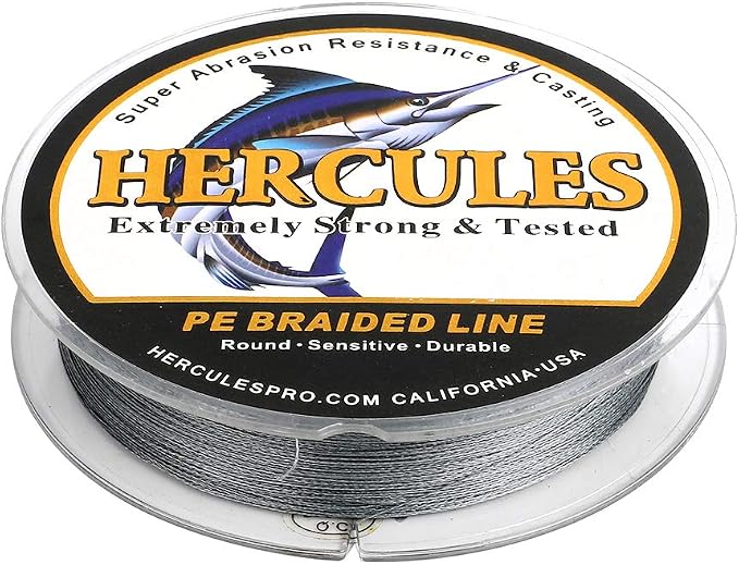 HERCULES Cost-Effective Super Strong 4 Strands Braided Fishing Line 6LB to 100LB Test for Salt-Water, 109/328 / 547/1094 Yards (100M / 300M / 500M / 1000M), Diam# 0.08MM - 0.55MM, Hi-Grade