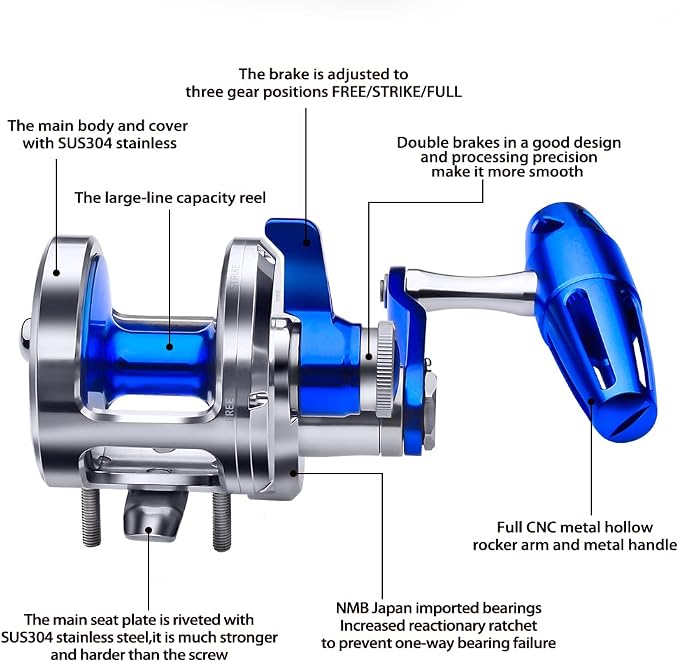 PROBEROS Conventional Reel Fishing Reels - Trolling Reel Lever Drag deep Sea Ocean Big Offshore Jigging Reels