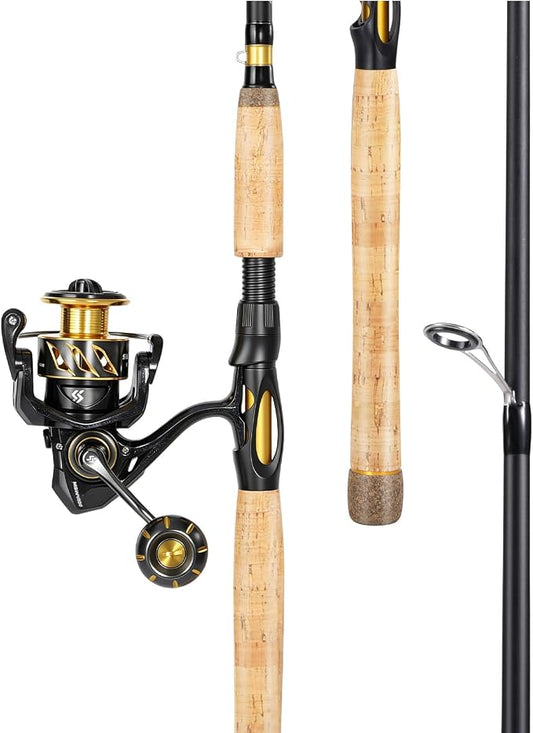 Sougayilang Big Game Spinning Combo – 7ft MH 2-Piece Rod, 33LB Drag, 6.2:1, 12+1 Bearings, 4000 Reel for Catfish, Pike, Carp – Heavy Duty Lake & River