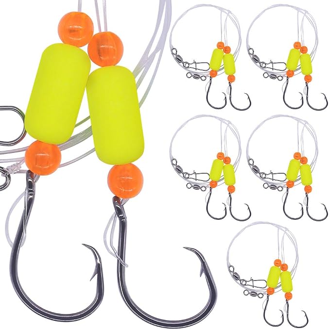 Pompano-Rigs-for-Surf-Fishing-Saltwater-Gear with Double Circle & Wide Gap Hook-6-Pack Surf Fishing Tackle