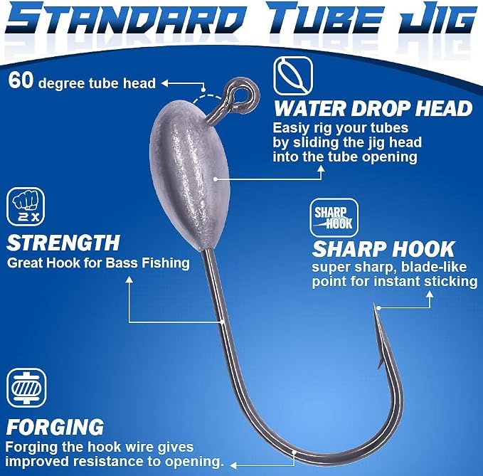 Tube-Baits-for-Bass-Fishing-Lures-Soft-Plastic-Bait-Worm-Tube Jigs Kit with Smallmouth Large Mouth Bass Lake Trout