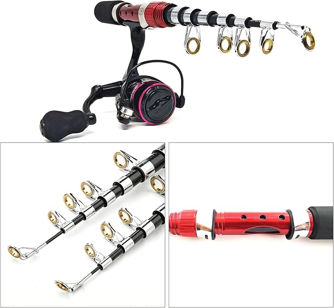 Portable Small Telescopic Fishing Rod and Reel Combo with Bag, Compact Only 9.8 Inches Collapsible Fishing Pole Kit for Saltwater and Freshwater Ice Fishing