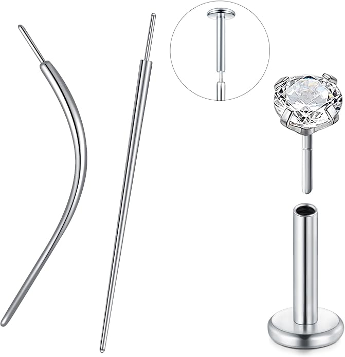 QWALIT Piercing Taper Threadless Insertion Tool - Titanium Labret Pin 16g, 18g, 20g