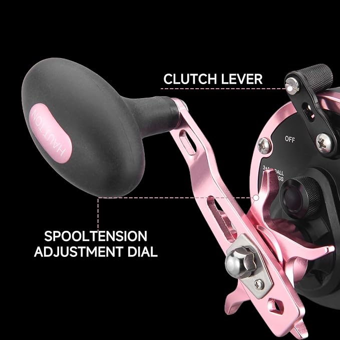 HAUT TON Vortex Baitcasting Fishing Reels, Saltwater Inshore Surf Trolling Reel, Round Baitcaster Reel Up to 44LBS Powerful Max Drag, Conventional Reel for Catfish, Musky, Salmon