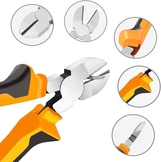 BOENFU Wire Cutter for Artificial Flowers, Crafts, Chicken Wire 6 inch Side Cutters Heavy Duty Diagonal Cutting Pliers, Orange