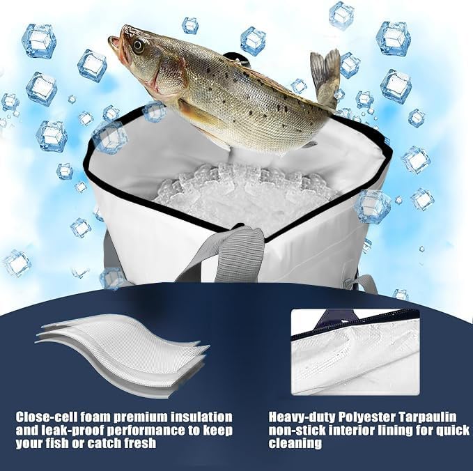 MORXPLOR Insulated Fish Cooler Bag for Fishing 41x17 47x17In 50x20In 60x24 72x30 80X40 Inches,Large Insulated Fish Kill Bag,Fishing Catch Bag Cooler with Water-resistant Zipper