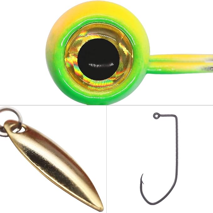 Crappie Jig Heads Kit With Underspin Spinner Blade, Lures and Jigs for Fishing - 30 & 50 Pack, 1/8, 1/16, 1/32 oz