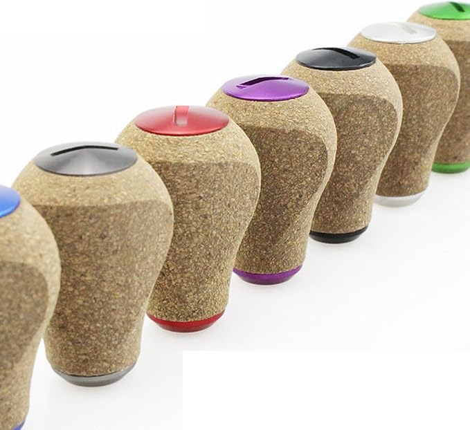 Reel Handle Knob Compatible with Abu Shimano Daiwa Soft Rubber Cork Wood Spinning Baitcasting - Black, Blue, Gray, Green, Purple, Red,Silver