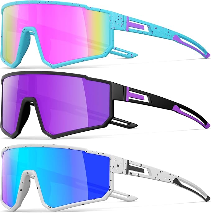 3 Pack Polarized Running Sunglasses for Women Mens Sunglasses UV Protection for Cycling Baseball Fishing