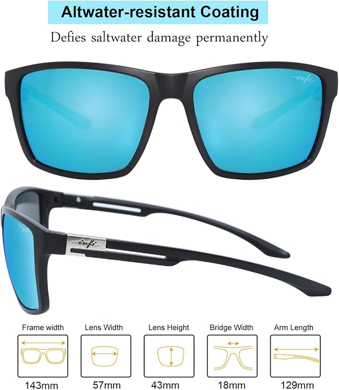 INFI Fishing Polarized Sunglasses for Men Driving Running Golf Sports Glasses Square UV Protection Designer Style Unisex