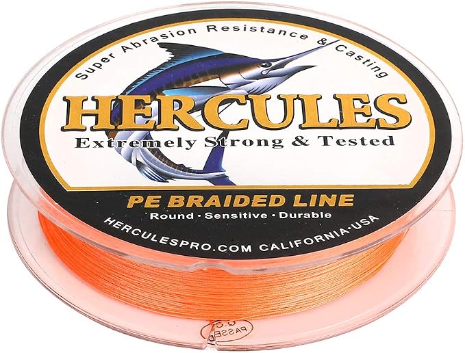 HERCULES Cost-Effective Super Cast 8 Strands Braided Fishing Line 10LB to 300LB Test for Salt-Water,109/328/547/1094 Yards(100M/300M/500M/1000M),Diam.#0.12MM-1.2MM,Hi-Grade Performance,Variety Colors
