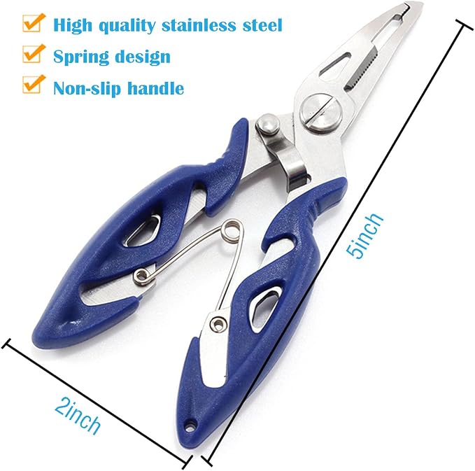 Small Fishing Pliers 2 Multi-Function Scissors Braid Cutters Lightweight Stainless Steel Fishing Tools Split Ring Opener Fish Gripper Hook Remover Gear Accessories