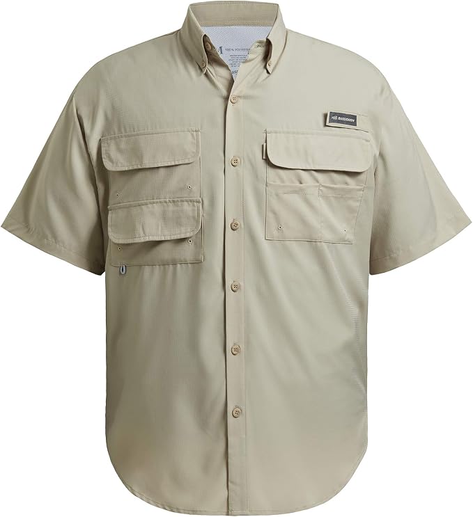Bassdash UPF 50 Men’s Fishing Dress Shirt Button Down Woven Short Sleeve Outdoor