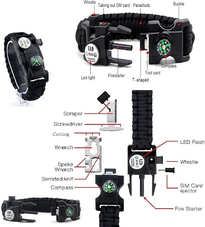 Galaxy 251 Pcs First Aid Kits For Survival Emergency Trauma Military Combat Tactical Medical Hunting Camping Hiking IFAK EMT Bag (21 in 1 Bracelets Black)
