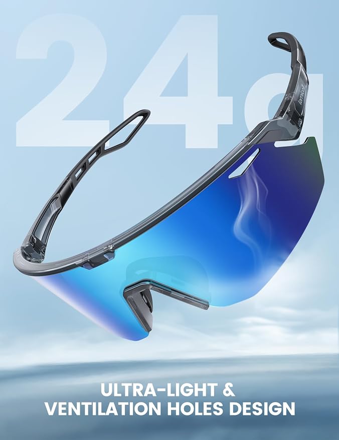 Lamicall 24g Polarized Sports Sunglasses for Men Women - UV400 Protection Sun Glasses for Baseball Running Cycling Fishing