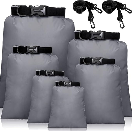 Shappy 6/12 Pcs Waterproof Dry Bags, Lightweight Outdoor Waterproof Dry Stuff Sacks 15/8/5/4/3/2 L and Long Adjustable Shoulder Strap for Kayaking Rafting Boating Hiking Camping
