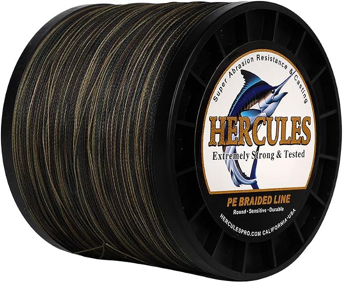 HERCULES Cost-Effective Super Strong 4 Strands Braided Fishing Line 6LB to 100LB Test for Salt-Water, 109/328 / 547/1094 Yards (100M / 300M / 500M / 1000M), Diam# 0.08MM - 0.55MM, Hi-Grade