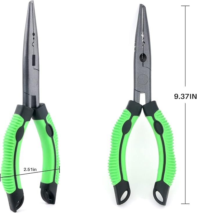 Hikary Long Nose Fishing Pliers, Stainless Steel Hook Remover Braid Cutter Rustproof Multi-Tool Fishing Gripper for Freshwater Saltwater