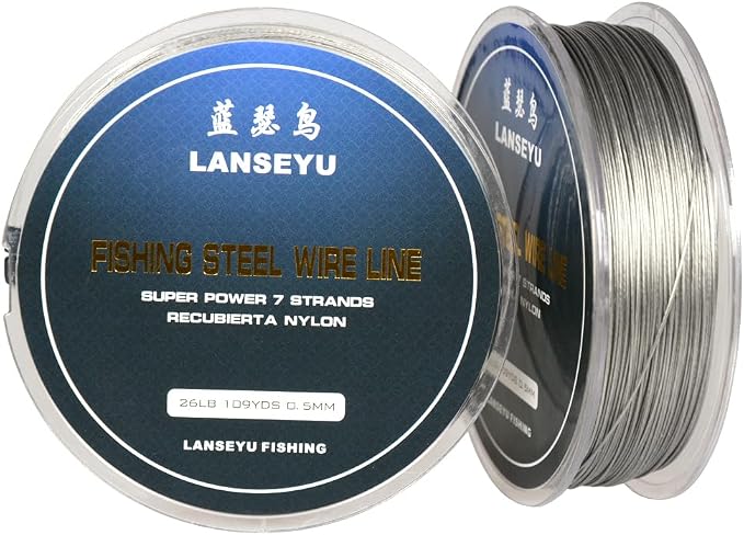 0.5mm 100 Metres 26 Pound Fishing Steel Nylon Coated 1x7 Stainless Steel Leader Wire Super Soft Lines