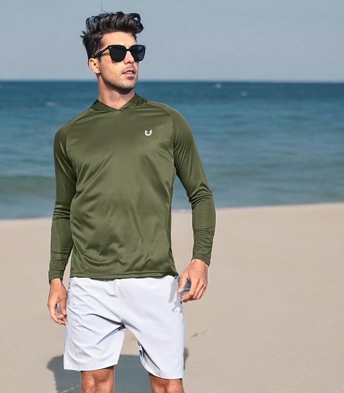 NORTHYARD Men's UPF 50+ Rash Guard Hoodie Long Sleeve Sun Protection Shirt Fishing Swim Beach Hiking Quick Dry Lightweight