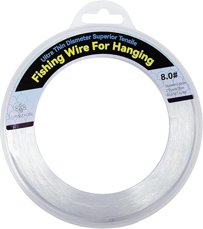 Clear Fishing Wire, Monofilament Fishing Line, Clear String for Hanging, Invisible Strong Wire Nylon Thread for Hanging Balloon Garland Picture Decorations
