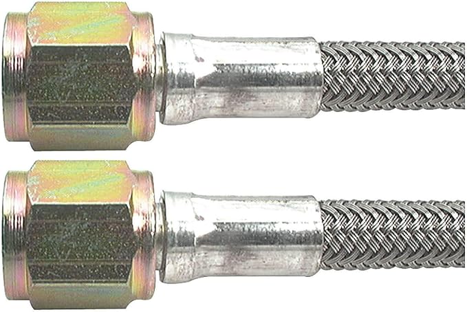 Allstar Performance AN Hose Assembly, 24 in Long, 4 AN Hose, 4 AN Straight Female to 4 AN Straight Female, Braided Stainless, PTFE Lined, Each