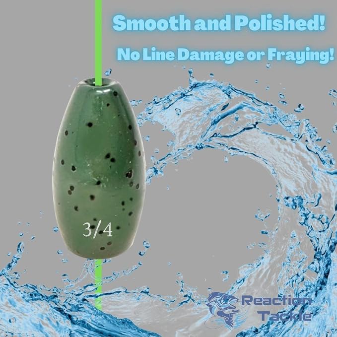 Reaction Tackle Tungsten Flipping Weights for Bass Fishing - Sinkers for Punching Heavy Cover - Fresh & Saltwater - Texas/Carolina Rigs - Size Stamped