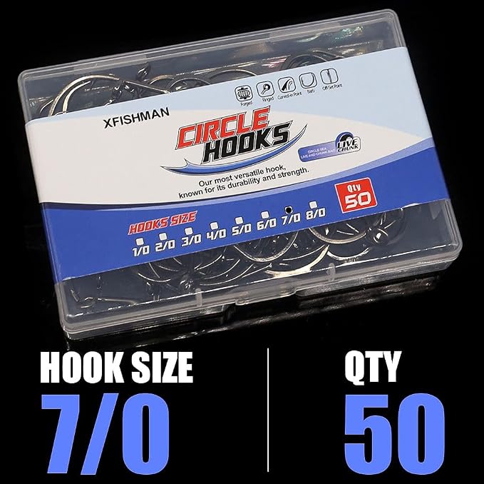 XFISHMAN Circle-Hooks-Fishing-Equipment-Octopus-Hooks-Saltwater-50 Pack #1 –12/0