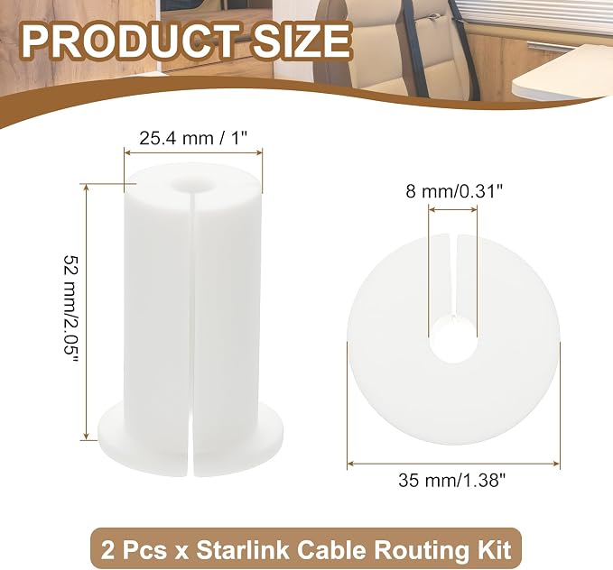 PATIKIL Wall Grommets for Cables 1", 2 Pcs Cable Routing Kit Silicone Hole Grommet Feed Through Bushing for Ethernet Accessories with 0.31" (8mm) Hole, White