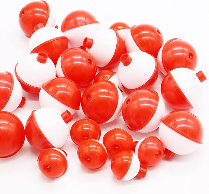 60 PCS Fishing Floats,Hard ABS Fishing Bobber Bulk,Push Button Round Buoy Floats for Fishing Tackle Accessories,1/1.5 Inch