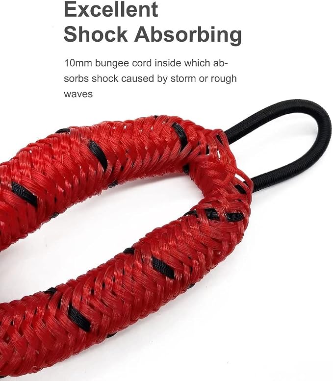 Bungee Dock Lines for Boat Shock Absorb Dock Tie Mooring Rope Boat Accessories 4-5.5 ft,4Pack (RED&Black spot)