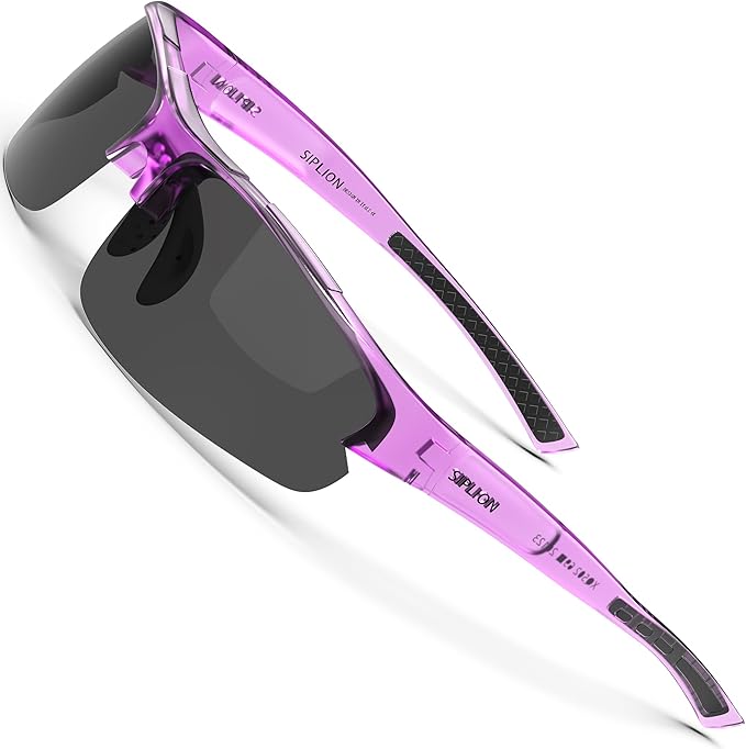 SIPLION Polarized Sunglasses Men Sports: UV400 Protection Anti-Slip Wrap-Around TR90 Frame for Driving Fishing Golf Running